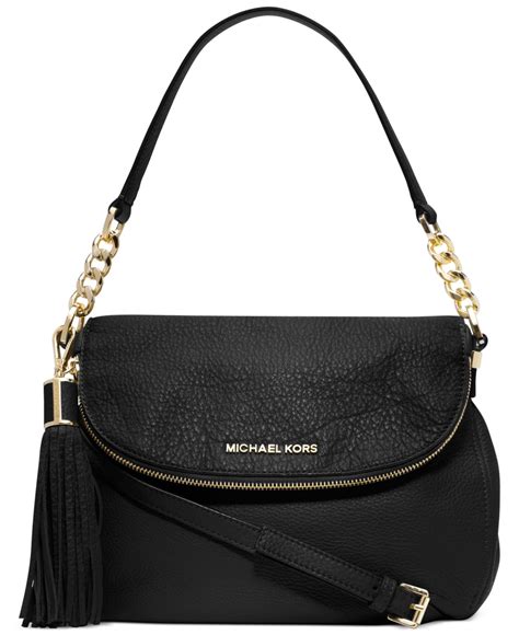 michael kors bedford top zip shoulder bag in signature|Michael Kors leather shoulder bag.